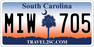 SC license plate MIW705