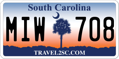 SC license plate MIW708