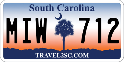SC license plate MIW712