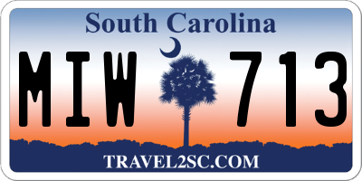 SC license plate MIW713