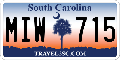 SC license plate MIW715