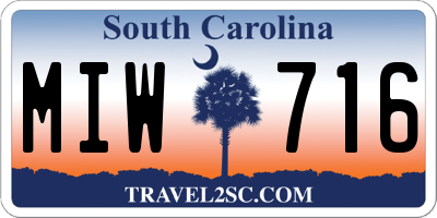 SC license plate MIW716