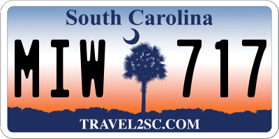 SC license plate MIW717