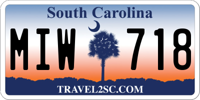 SC license plate MIW718