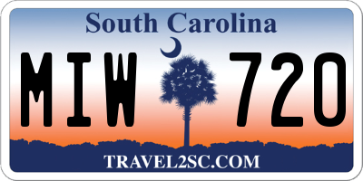 SC license plate MIW720