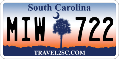 SC license plate MIW722