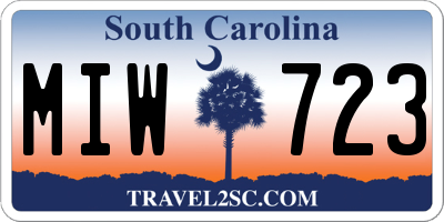 SC license plate MIW723