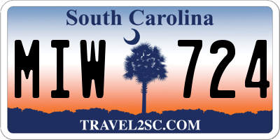SC license plate MIW724