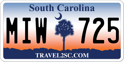 SC license plate MIW725