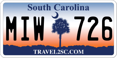 SC license plate MIW726