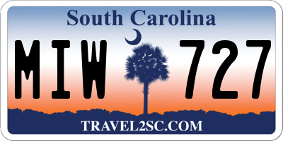 SC license plate MIW727