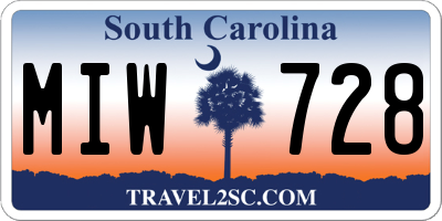 SC license plate MIW728