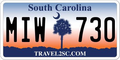 SC license plate MIW730