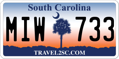 SC license plate MIW733