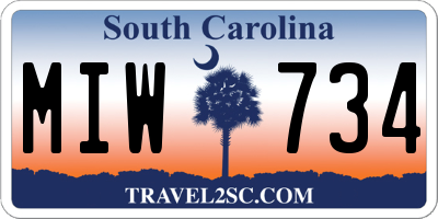 SC license plate MIW734