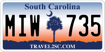 SC license plate MIW735