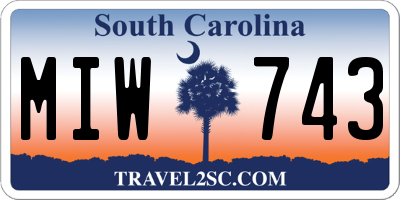 SC license plate MIW743
