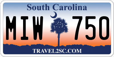 SC license plate MIW750