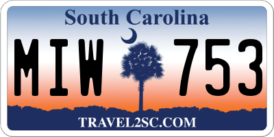 SC license plate MIW753