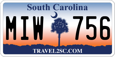 SC license plate MIW756