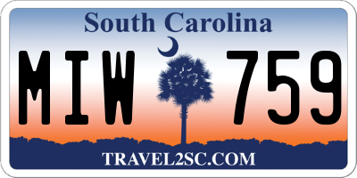 SC license plate MIW759