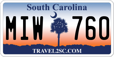 SC license plate MIW760