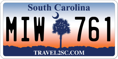 SC license plate MIW761