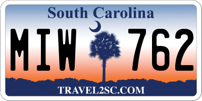 SC license plate MIW762