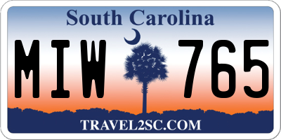 SC license plate MIW765