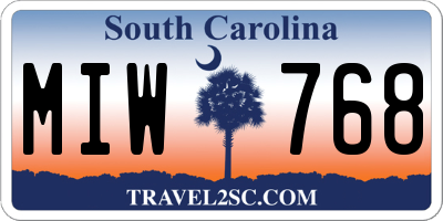 SC license plate MIW768