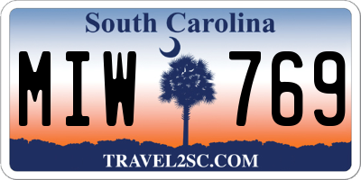 SC license plate MIW769