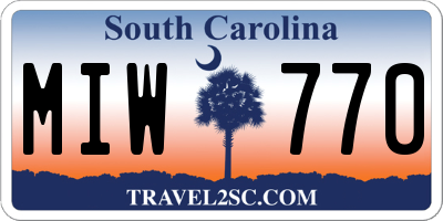 SC license plate MIW770