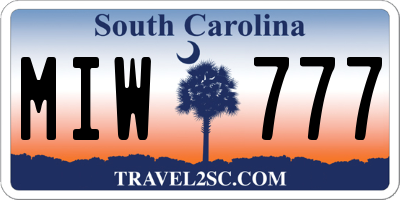 SC license plate MIW777