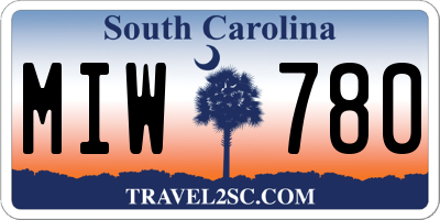 SC license plate MIW780