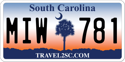 SC license plate MIW781