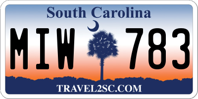 SC license plate MIW783