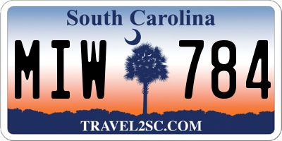 SC license plate MIW784