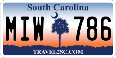 SC license plate MIW786