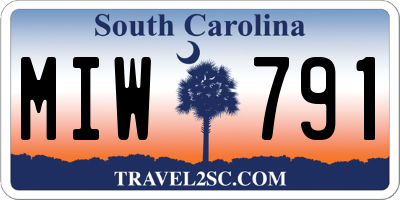SC license plate MIW791