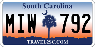 SC license plate MIW792