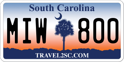 SC license plate MIW800