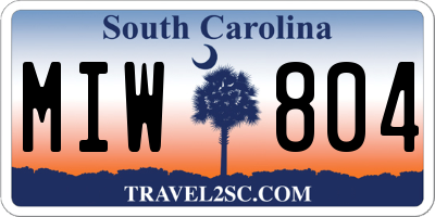 SC license plate MIW804
