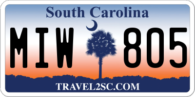 SC license plate MIW805