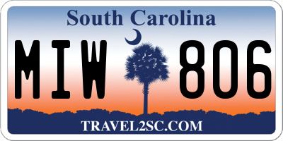 SC license plate MIW806