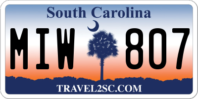 SC license plate MIW807