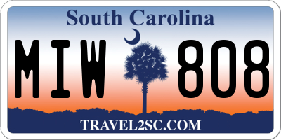 SC license plate MIW808