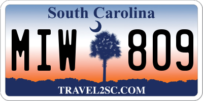 SC license plate MIW809