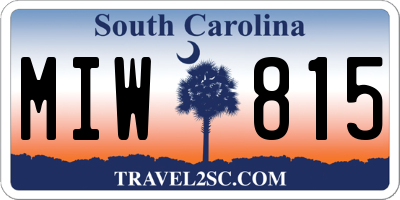 SC license plate MIW815