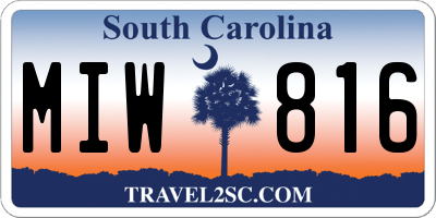 SC license plate MIW816