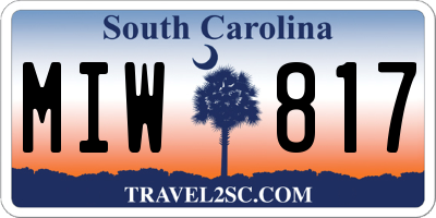 SC license plate MIW817